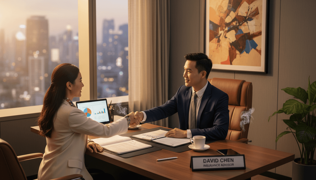 Insurance agent discussing coverage options with a client